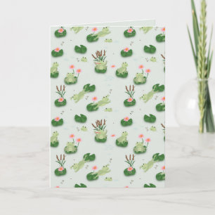 Cute Frogs in Lily Pond Card