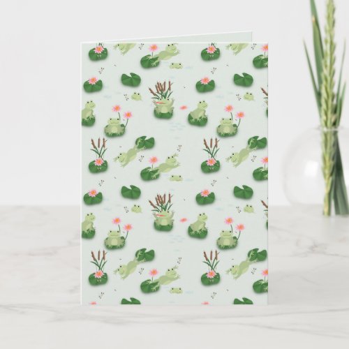 Cute Frogs in Lily Pond