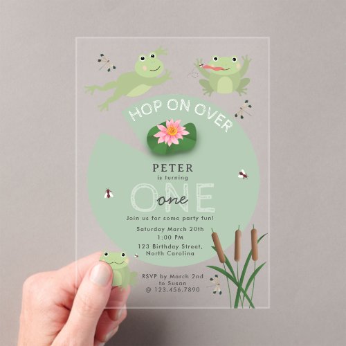 Cute Frogs in Lily Pond Hop On Over Kids Birthday