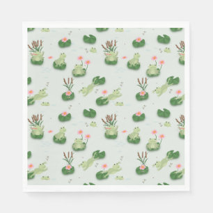 Cute Frogs in Lily Pond Napkins