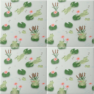 Cute Frogs in Lily Pond Nursery Gender Neutral Ceramic Tile