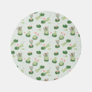 Cute Frogs in Lily Pond Nursery Gender Neutral Outdoor Rug
