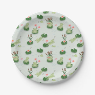 Cute Frogs in Lily Pond Paper Plates