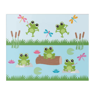 Cute Frogs in Pond Acrylic Print