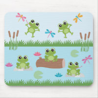 Cute Frogs in Pond