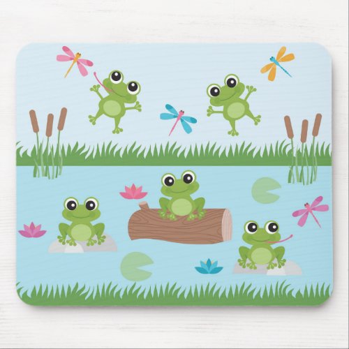 Cute Frogs in Pond Mouse Pad