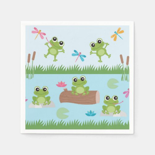 Cute Frogs in Pond Napkins