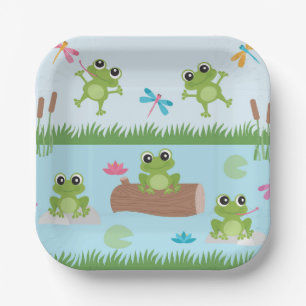 Cute Frogs in Pond Paper Plates