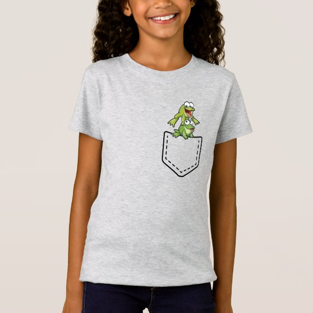 Cute Frogs in shirt pocket T-shirt (Front)