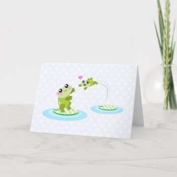 Cute Frogs - Kawaii Mom And Baby Frog Cartoon Card by kawaiisquared at Zazzle
