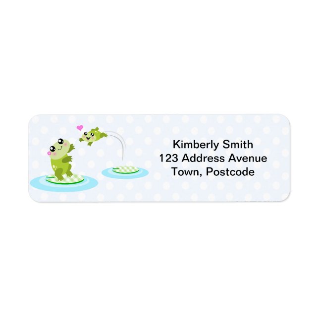 Cute frogs - kawaii mom and baby frog cartoon label (Front)
