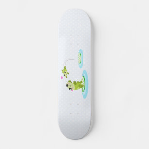 Cute frogs - kawaii mother and baby frog skateboard deck
