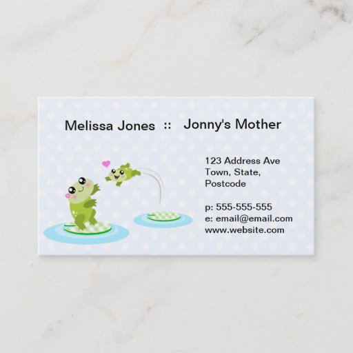 Customizable Cute frogs - kawaii mother and child frog business cards
