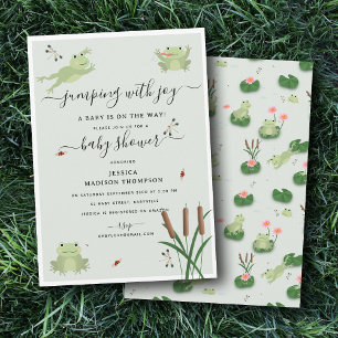 Cute Frogs Lily Pond Gender Neutral Baby Shower  Invitation