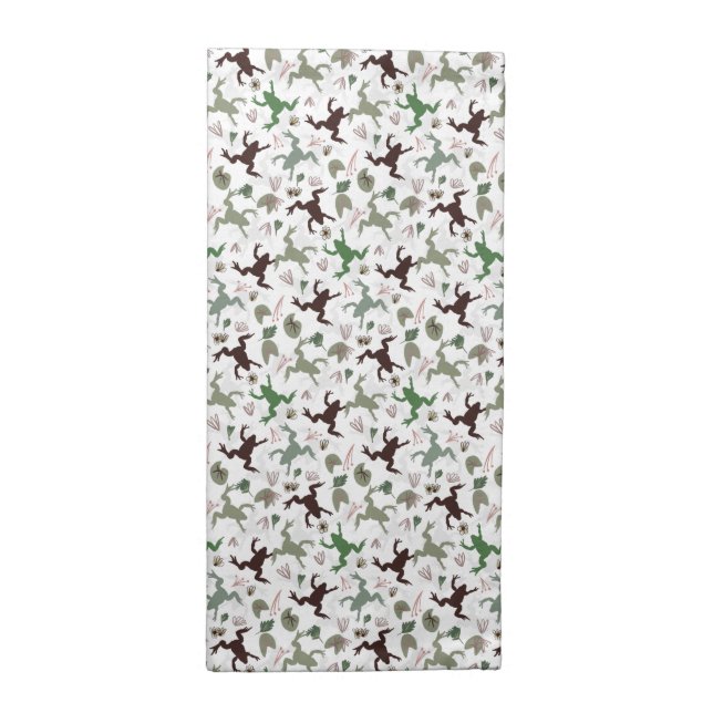 Cute Frogs Nature Floral Pattern Cloth Napkin (Half Fold)