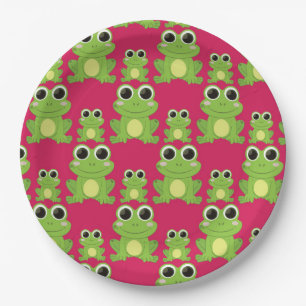 Cute frogs pattern paper plates
