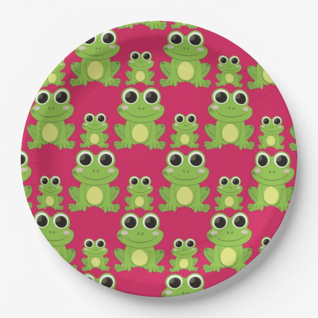 Cute frogs pattern paper plates (Front)