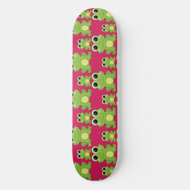 Cute frogs pattern skateboard deck (Front)