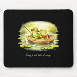 Cute frogs will take life easy calm cozy readers mouse pad