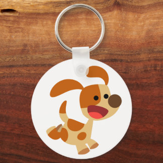 Cute Frolicking Cartoon Dog Keychain