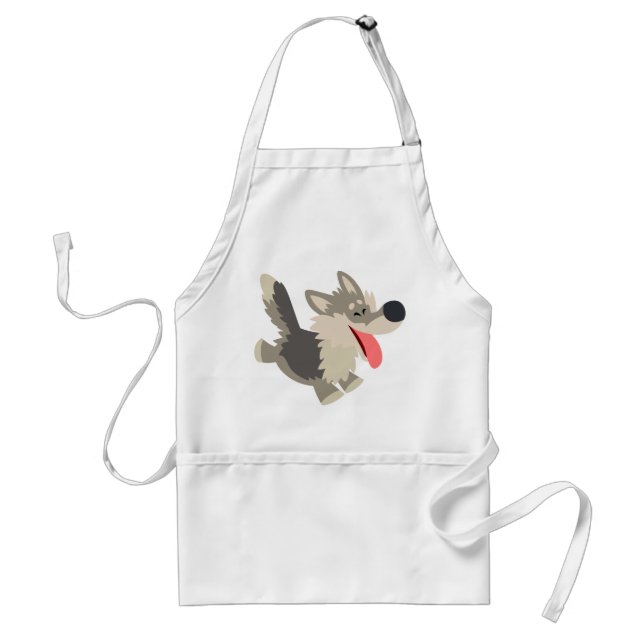 Cute Frolicsome Cartoon Wolf Apron (Front)
