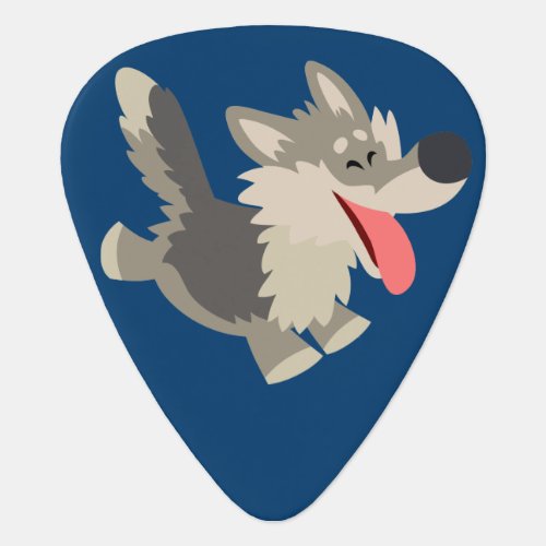 Cute Frolicsome Cartoon Wolf Guitar Pick