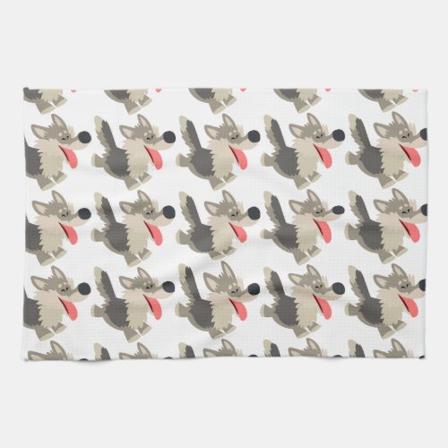 Cute Frolicsome Cartoon Wolf Kitchen Towel