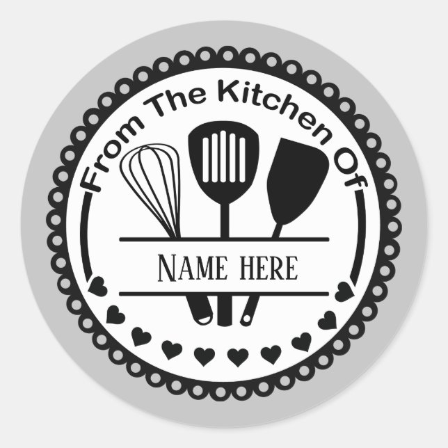 cute from kitchen add name classic round sticker (Front)
