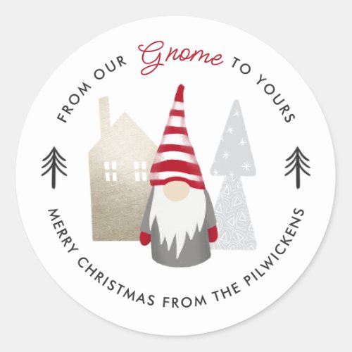 Cute From our Gnome to Yours Christmas   Classic Round Sticker