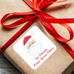 Cute From Santa Claus Customized Christmas Gift Square Sticker<br><div class="desc">Customize these cute Santa Claus gift labels with your own personalized text with your kids name in red script. Santa's red hat and white beard are the perfect holiday drawing on this festive square gift sticker for your presents.</div>