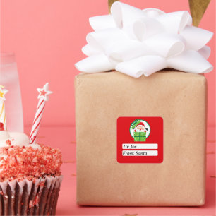 Cute From Santa Claus Green Custom Christmas Square Sticker