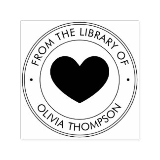 Cute From the Library Of And Heart Custom Self-inking Stamp