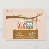 Cute front and back owl wedding invitation design (Front/Back)