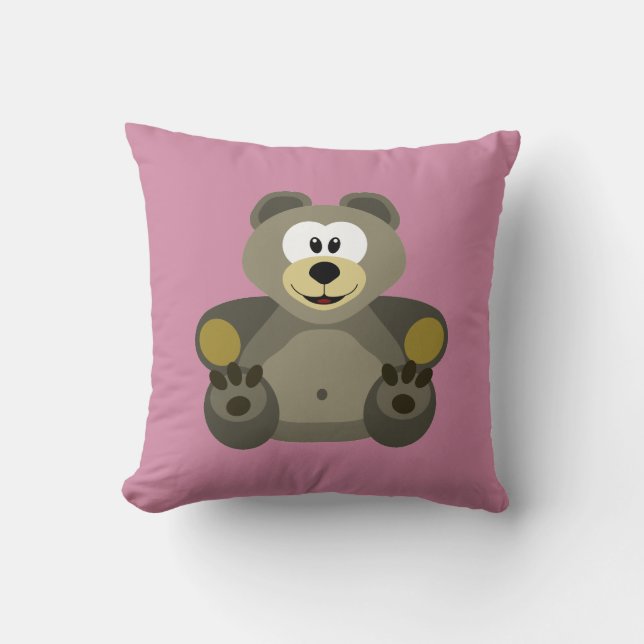 Cute front back bear throw pillow (Front)