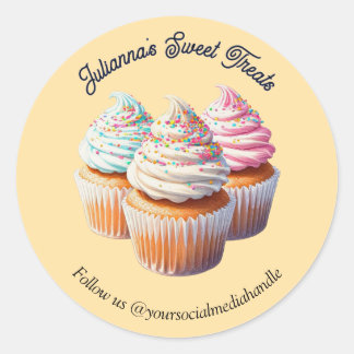 Cute Frosted Cupcake Bakery Classic Round Sticker