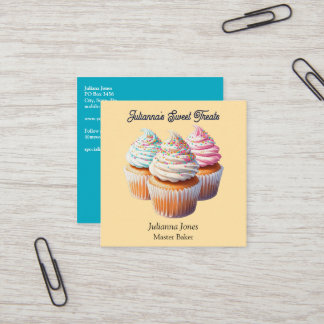 Cute Frosted Cupcake Bakery Square Business Card