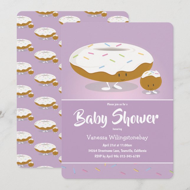 Cute Frosted Donut Food Baby Shower Invitation (Front/Back)