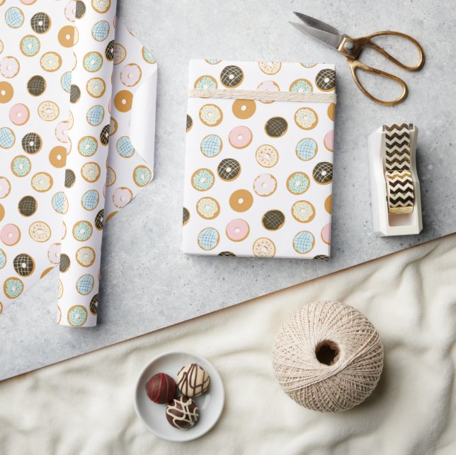 Cute Frosted Donut Pattern Wrapping Paper (Crafts)