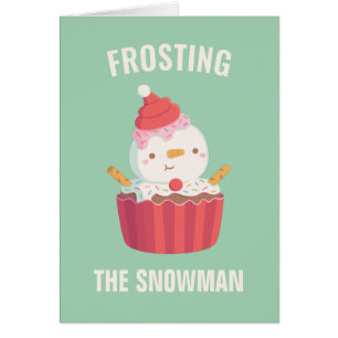 Cute Frosting The Snowman Funny Christmas Greeting Cards