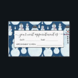 Cute Frosty Blue Snowman Watercolor Pattern Appointment Card<br><div class="desc">This cute and artsy winter wonderland design is perfect for the holiday season. It features a frosty blue, black, orange, and burgundy red hand-painted watercolor snowman pattern on top of a dark blue background. It's adorable, sweet, modern, and festive. Enjoy this hand-painted original design done by the artist of La...</div>