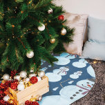 Cute Frosty Blue Snowman Watercolor Pattern Brushed Polyester Tree Skirt<br><div class="desc">This cute and artsy winter wonderland design is perfect for the holiday season. It features a frosty blue, black, orange, and burgundy red hand-painted watercolor snowman pattern on top of a dark blue background. It's adorable, sweet, modern, and festive. Enjoy this hand-painted original design done by the artist of La...</div>