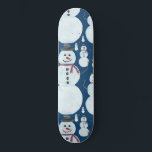 Cute Frosty Blue Snowman Watercolor Pattern Skateboard<br><div class="desc">This cute and artsy winter wonderland design is perfect for the holiday season. It features a frosty blue, black, orange, and burgundy red hand-painted watercolor snowman pattern on top of a dark blue background. It's adorable, sweet, modern, and festive. Enjoy this hand-painted original design done by the artist of La...</div>