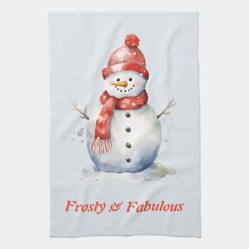 Cute Frosty  Fabulous Snowman for Christmas Kitchen Towel