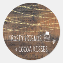 Cute Frosty Friends &amp; Cocoa Kisses Snowman Icon Classic Round Sticker