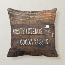 Cute Frosty Friends &amp; Cocoa Kisses Snowman Icon Throw Pillow