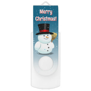 Cute Frosty Snowman Cartoon Flash Drive
