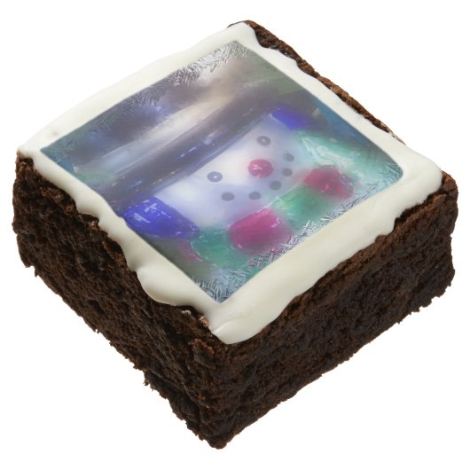 Cute Frosty Snowman Chocolate Brownie (Angled)