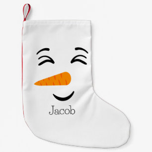 Cute Frosty the Snowman Smiling Face Small Christmas Stocking