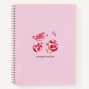 Cute fruit aesthetic pomegranate pink notebook