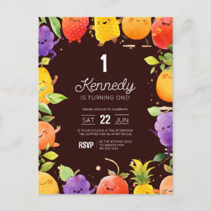 Cute Fruit Birthday Invitation Postcard